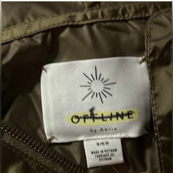 Aerie OFFLINE Shine Windbreaker, Olive Green size M - Picture 7 of 7